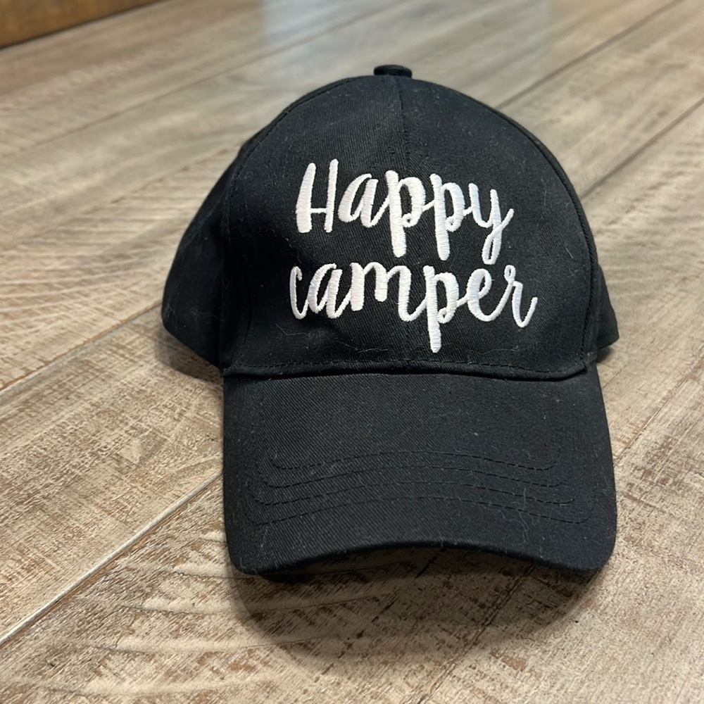 C.C. Brand Happy Camper Hat Baseball Cap Hook & Loop Adjustable like new!
